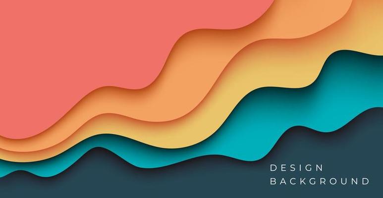 Multi layers soft colorful texture 3D papercut layers in gradient vector banner. Abstract paper cut art background design for website template. Topography map concept or smooth origami paper cut