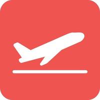 Flight Takeoff Glyph Round Background Icon vector