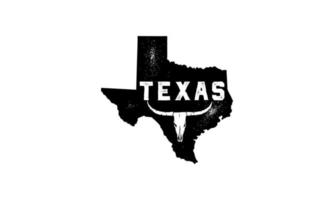 Texas flag map and longhorn with vintage black background. Vector template