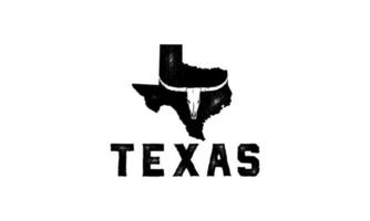 mapa de la bandera de texas y longhorn con efecto de sello vintage aislado sobre fondo blanco. plantilla vectorial vector