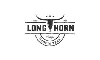 logotipo de texas longhorn, diseño de logotipo retro vintage de ganado de toros del país occidental vector