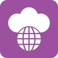 Global Cloud Glyph Round Background Icon vector