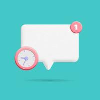 3d vector empty notice reminder mockup popup notification with alarm clock and new message symbol icon illustration