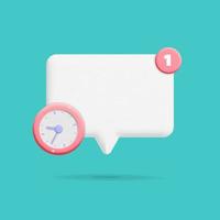 3d vector empty notice reminder mockup popup notification with alarm clock and new message symbol icon illustration