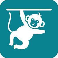 Monkey Performing Glyph Round Background Icon vector