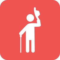 Elegant Man Saluting Glyph Round Background Icon vector