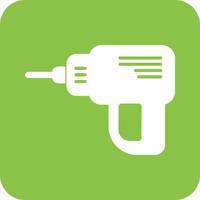 Drill Machine Glyph Round Background Icon vector