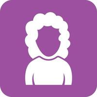 Girl with Curly Hair Glyph Round Background Icon vector