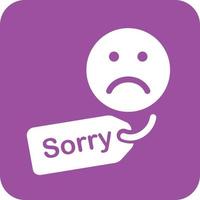Apology tag Glyph Round Background Icon vector