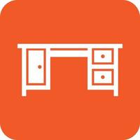 Table with Drawers II Glyph Round Background Icon vector