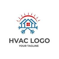HVAC, house heating and air conditioning logo installation vector