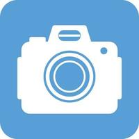 DSLR Camera Glyph Round Background Icon vector