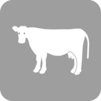 Cow Glyph Round Background Icon vector