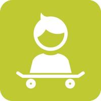 With Skateboard Glyph Round Background Icon vector