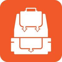 Backpack Glyph Round Background Icon vector