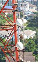 Telecommunication tower closeup . photo