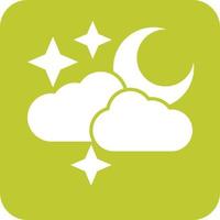 Cloudy with moon Glyph Round Background Icon vector