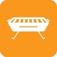 Barbecue Glyph Round Background Icon vector