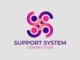 Support System, Teamwork and Partnership Logo vector icon illustration