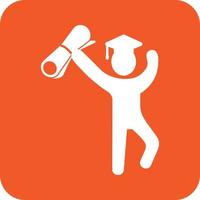 Student Holding Degree Glyph Round Background Icon vector