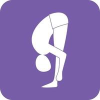 Forward Bend Pose Glyph Round Background Icon vector