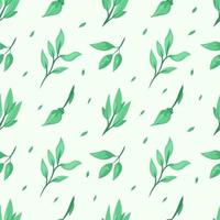 green leaf floral foliage seamless pattern background vector