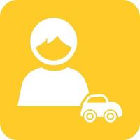 Playing with Car Glyph Round Background Icon vector