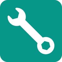 Simple Wrench Glyph Round Background Icon vector