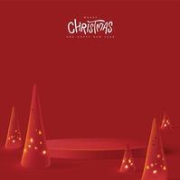 Christmas banner with product display cylindrical shape and Ceramic Christmas Tree Candle Holder Christmas Lights vector