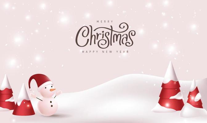 Merry Christmas banner winter landscape background