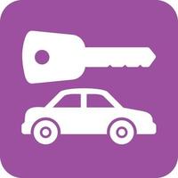 Car and Key Glyph Round Background Icon vector