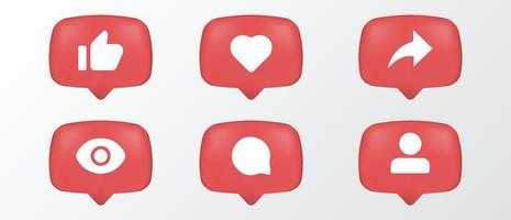 paquete de iconos de símbolo de notificación de redes sociales 3d vector