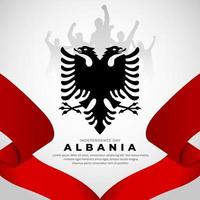 vector de diseño del día de la independencia de albania con silueta de soldado y fondo de bandera ondulada