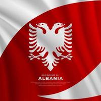 diseño moderno y sorprendente del día de la independencia de albania con vector de bandera ondulada