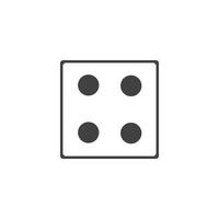 icono de signo de dados. símbolo del juego de casino. icono de dados planos. botón redondo con vector de icono de juego plano