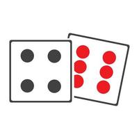 Dices sign icon. Casino game symbol. Flat dice icon. Round button with flat game icon Vector