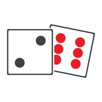 Dices sign icon. Casino game symbol. Flat dice icon. Round button with flat game icon Vector