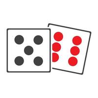 icono de signo de dados. símbolo del juego de casino. icono de dados planos. botón redondo con vector de icono de juego plano