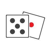 Dices sign icon. Casino game symbol. Flat dice icon. Round button with flat game icon Vector