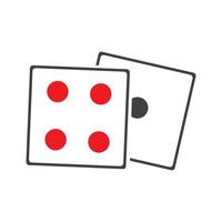 icono de signo de dados. símbolo del juego de casino. icono de dados planos. botón redondo con vector de icono de juego plano