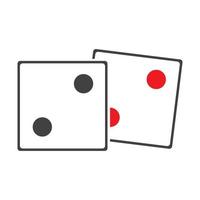 icono de signo de dados. símbolo del juego de casino. icono de dados planos. botón redondo con vector de icono de juego plano