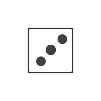 Dices sign icon. Casino game symbol. Flat dice icon. Round button with flat game icon Vector