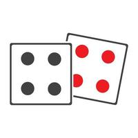 Dices sign icon. Casino game symbol. Flat dice icon. Round button with flat game icon Vector