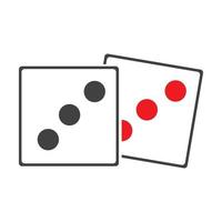 Dices sign icon. Casino game symbol. Flat dice icon. Round button with flat game icon Vector