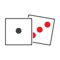 Dices sign icon. Casino game symbol. Flat dice icon. Round button with flat game icon Vector