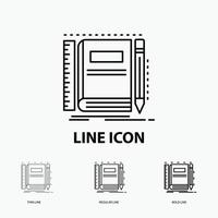 Book. notebook. notepad. pocket. sketching Icon in Thin. Regular and Bold Line Style. Vector illustration