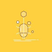 Bug. insect. spider. virus. web Flat Line Filled Icon. Beautiful Logo button over yellow background for UI and UX. website or mobile application vector