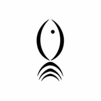 Fish Icon Logo Design. Black and White Stencil Flat Vector Illustration on White Background.