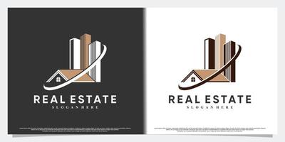 Icon real estate logo design with style and modern concept Premium Vector