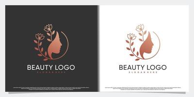 colección de diseño de logotipo de belleza con cara de mujer y vector premium de elemento creativo